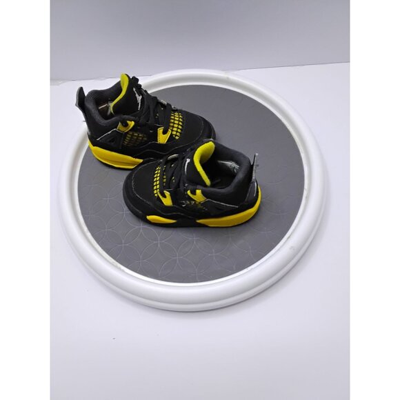 Air Jordan 4 Retro Toddler Shoes Black/Yellow Size 5C - Picture 3 of 8